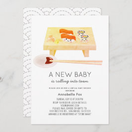 Convite Chá de fraldas Virtual Sushi Kawaii