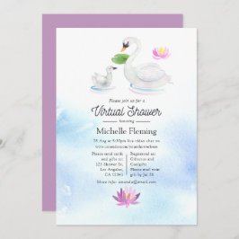 Convite Chá de fraldas Virtual Swan Watercolor