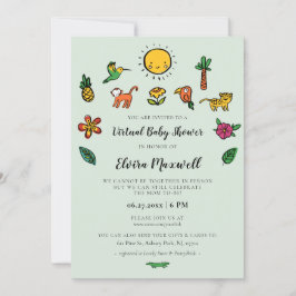 Convite Chá de fraldas virtual tropical bonito
