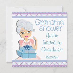 Convite Chá de fraldas Vovó Azul