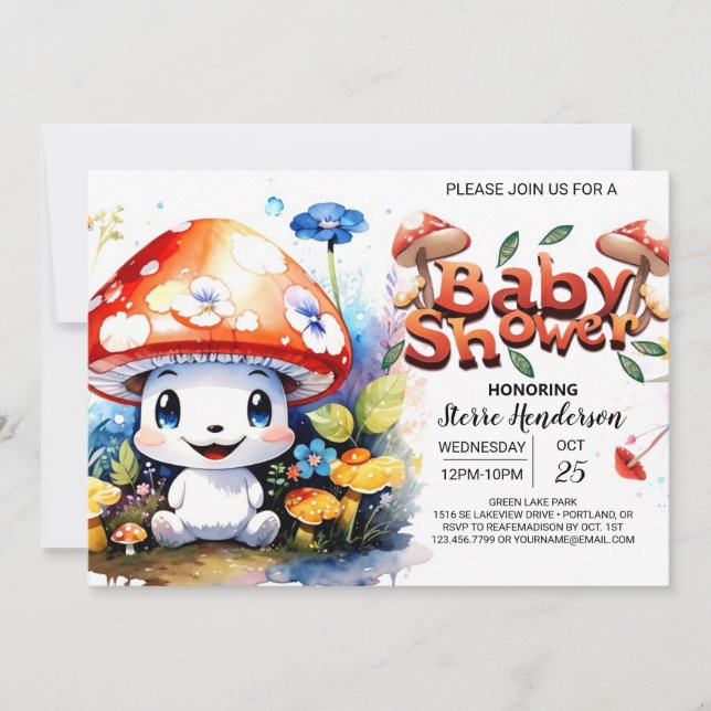 Convite Chá de fraldas Whimsic Forest Fantasy (Frente)