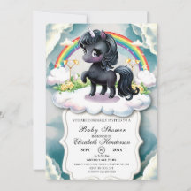 Chá de fraldas Whimsical Black Unicorn