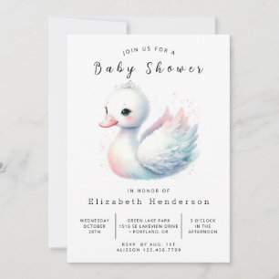 Convite Chá de fraldas Whimsical Custom Swan