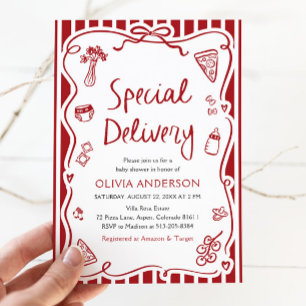 Convite Chá de fraldas Whimsical de Entrega Especial Itali