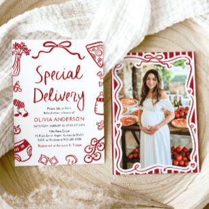 Convite Chá de fraldas Whimsical de Entrega Especial Itali
