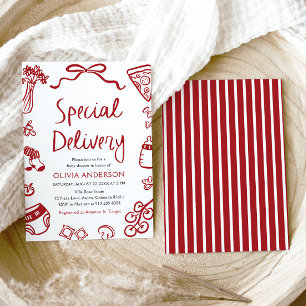 Convite Chá de fraldas Whimsical de Entrega Especial Itali