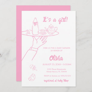 Convite Chá de fraldas Whimsical de Escrita Manuscrita Ros