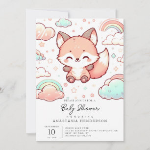 Convite Chá de fraldas Whimsical Fox