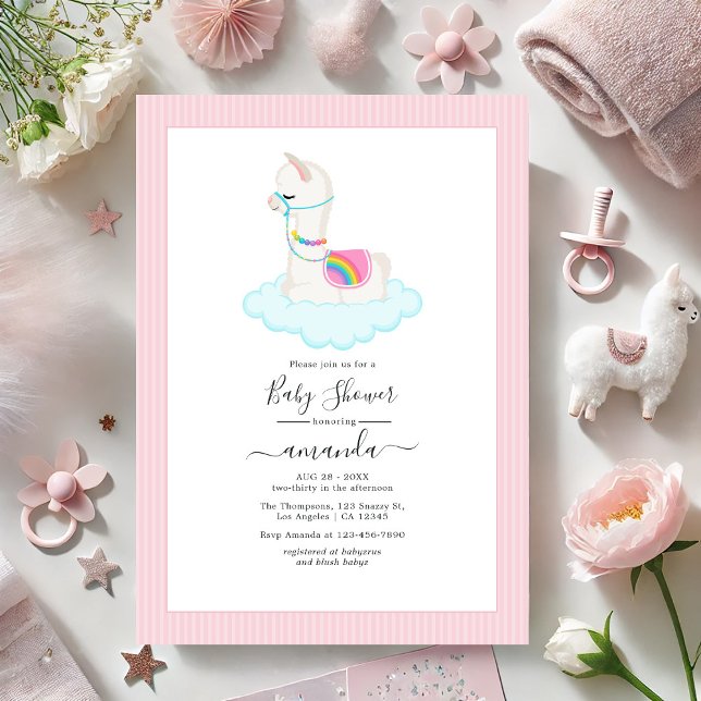 Convite Chá de fraldas Whimsical Llama Heaven (Whimsical Llama Heaven Desert Baby Shower Invitation)