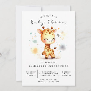 Convite Chá de fraldas Whimsical Online Giraffe