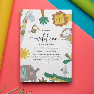 Convite Chá de fraldas Whimsical Safari 'Wild One'