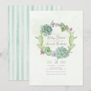 Convite Chá de fraldas Whimsical Succulent Wreath