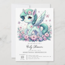 Chá de fraldas Whimsical Unicorn Elegant