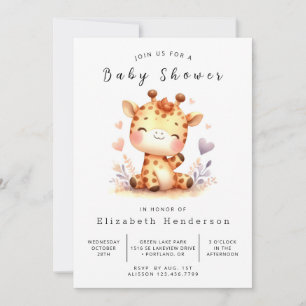 Convite Chá de fraldas Whimsy Digital Giraffe