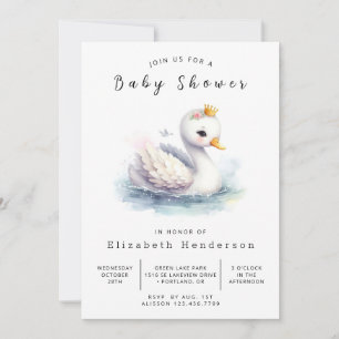 Convite Chá de fraldas Whimsy Digital Swan
