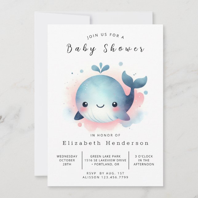 Convite Chá de fraldas Whimsy Online (Frente)