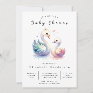 Convite Chá de fraldas Whimsy Online Swan