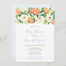 Chá de fraldas White Boy Azul-Bebê-Laranjas