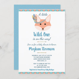 Convite Chá de fraldas Wild One Tribal Boho Aztec Blue Boy