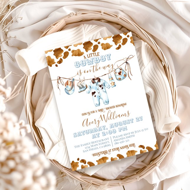 Convite Chá de fraldas Wild West Boy do Little Cowboy Clot (Criador carregado)