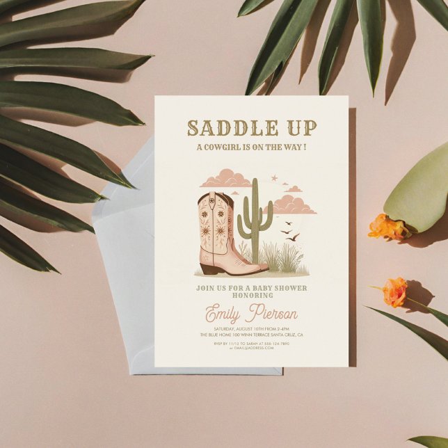 Convite Chá de fraldas Wild Western Cactus Girl (Criador carregado)