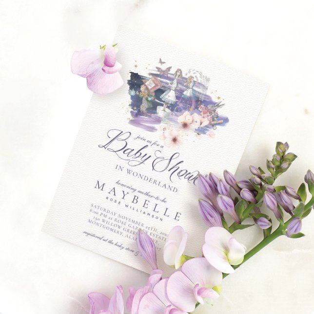 Convite Chá de fraldas Wonderland Alice Mágica No País das (Criador carregado)