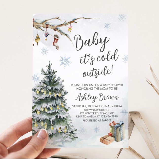 Convite Chá de fraldas Wonderland de inverno (Winter Baby Shower Invitation)