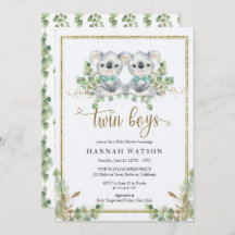 Chá de fraldas Woodland koala Eucalyptus Twin Boys