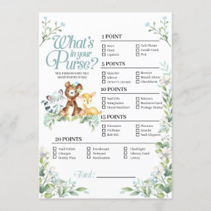 Convite Chá de fraldas Woodland O Que Está No Seu Jogo De 