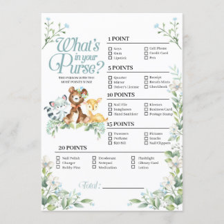 Convite Chá de fraldas Woodland O que há no seu jogo de bo