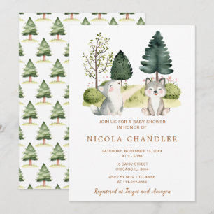 Convite Chá de fraldas Woodland Wolf