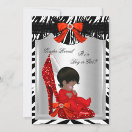 Convite Chá de fraldas Zebra Red Baby Calçado Revelação de