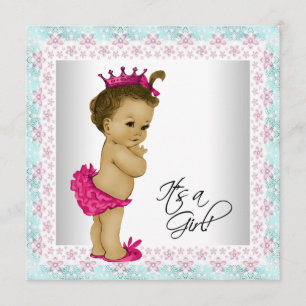 Convite Chá de Garota Azul Rosa e Teza