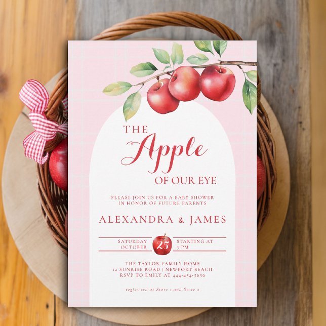 Convite Chá de Garota Chic do Arco-Arco da Apple Harvest (fall baby shower invitation apple of our eye girl pinkboho arch watercolor rustic elegant autumn)