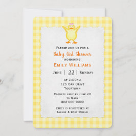 Convite Chá De Garota De Bebê Com Ducker