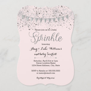 Convite Chá de Garota Prateada Rosa para Bebê