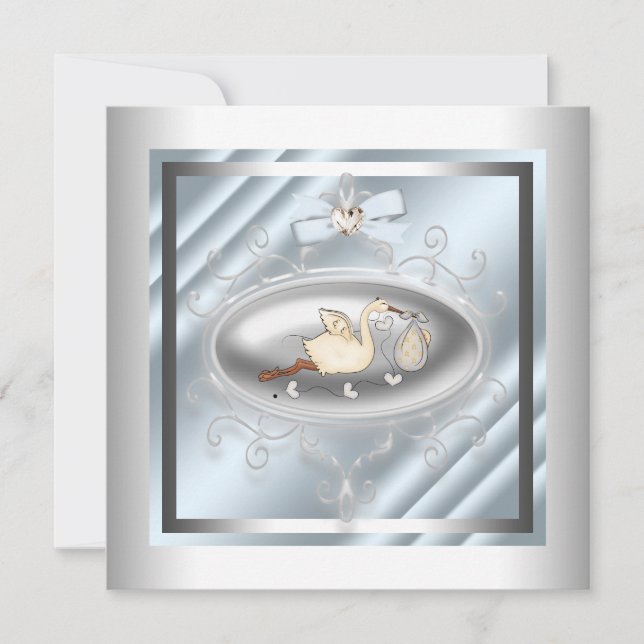 Convite Chá de Garoto de Tempestade Azul Silver (Frente)