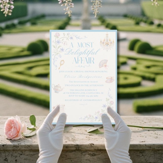 Convite Chá de jardim floral Regency para noivas (Regency Floral Tea garden Bridal shower Invitation)