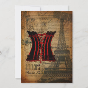 Convite chá de lingerie de festas de corset vintage
