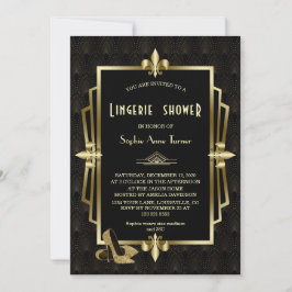 Convite Chá de Lingerie Gatsby do Excelente Negro Dourado