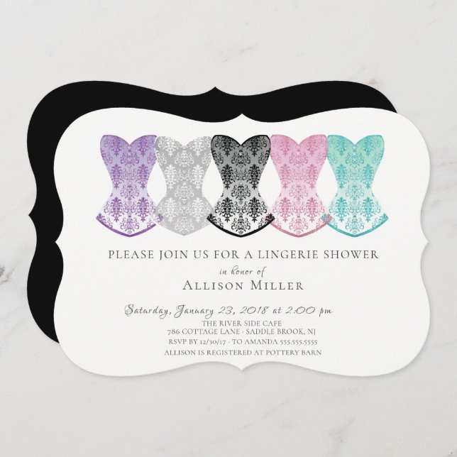 Convite Chá de Lingerie Lacy Corsets (Frente/Verso)