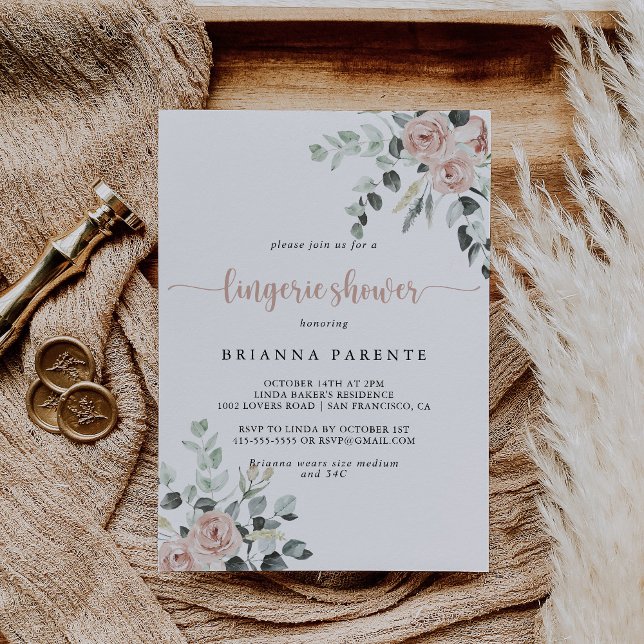 Convite Chá de Lingerie rosa rosa rosado clássico (Criador carregado)