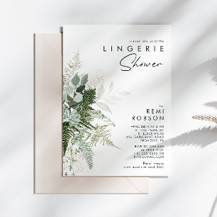 Convite Chá de Lingerie verde e folha Dourada