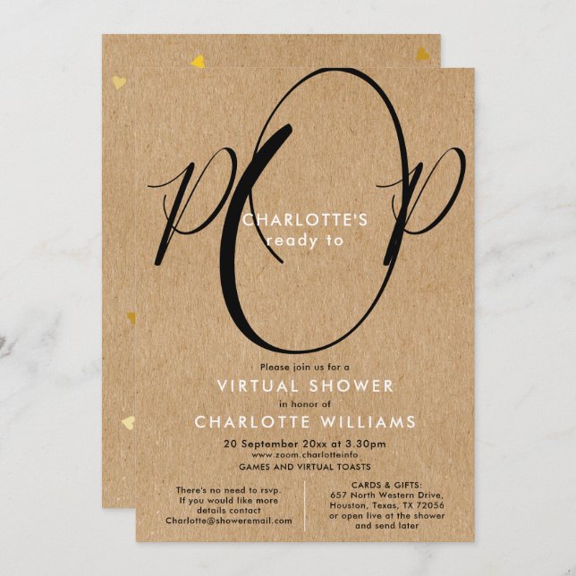 Convite Chá de Longa Distância Online Virtual por Email (Frente/Verso)