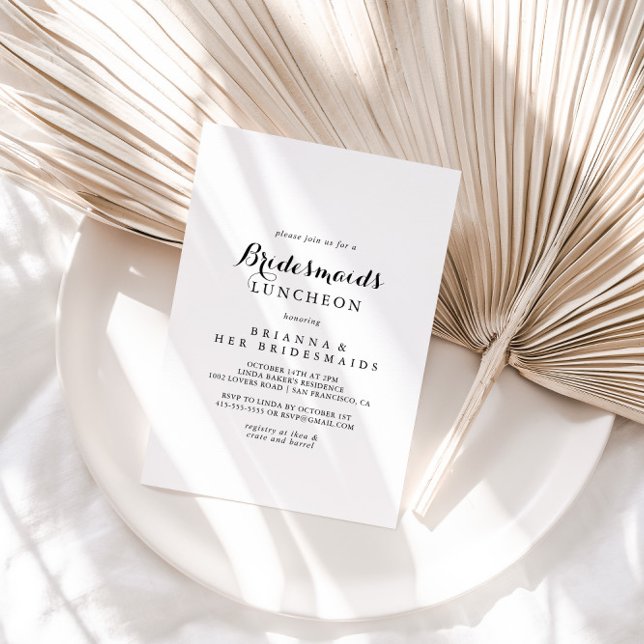 Convite Chá de Luncheo das Bridesmaids Modernas de Caligra (Criador carregado)