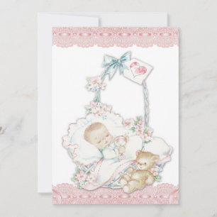 Convite Chá de Menina Rosa Elegante