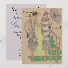 Convite Chá de Moda Flapper primavera parisiense