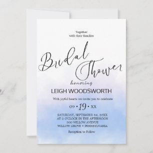 Convite Chá de Noiva à Beira-Mar com Aquarela Aqua e Doura