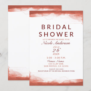 Convite Chá de Noiva Água-forte Argila Vermelha Chic