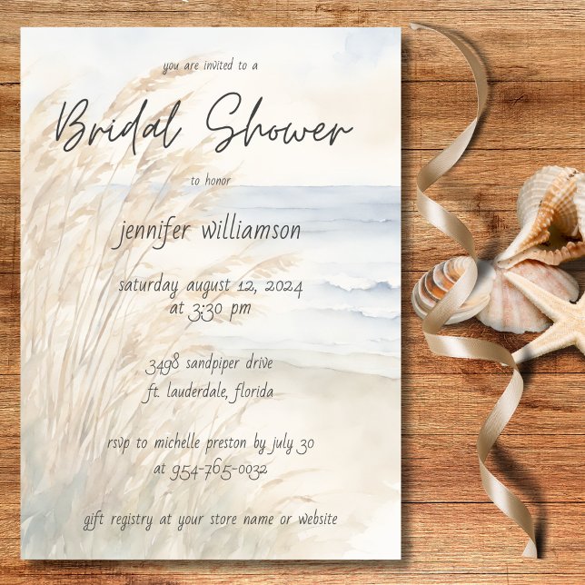 Convite Chá de Noiva Aguarela Sea Oats (Criador carregado)